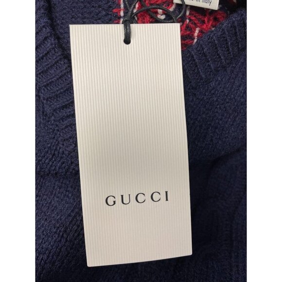 NWT Gucci Super Runway GG Logo Wool Cashmere V Neck Pullover Sweater Size L - Picture 7 of 7